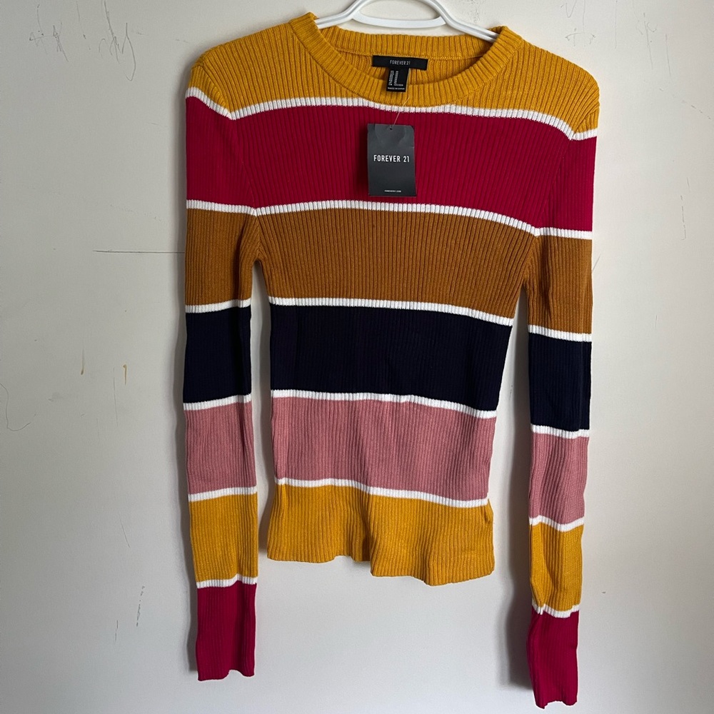 Brand New Forever 21 striped ripped sweater